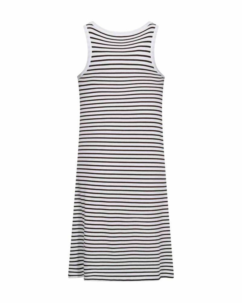 Zia Striped Dress Women Coffee Bean With Brilliant White | Smilebutiken - Freequent