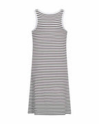 Zia Striped Dress Women Coffee Bean With Brilliant White | Smilebutiken - Freequent
