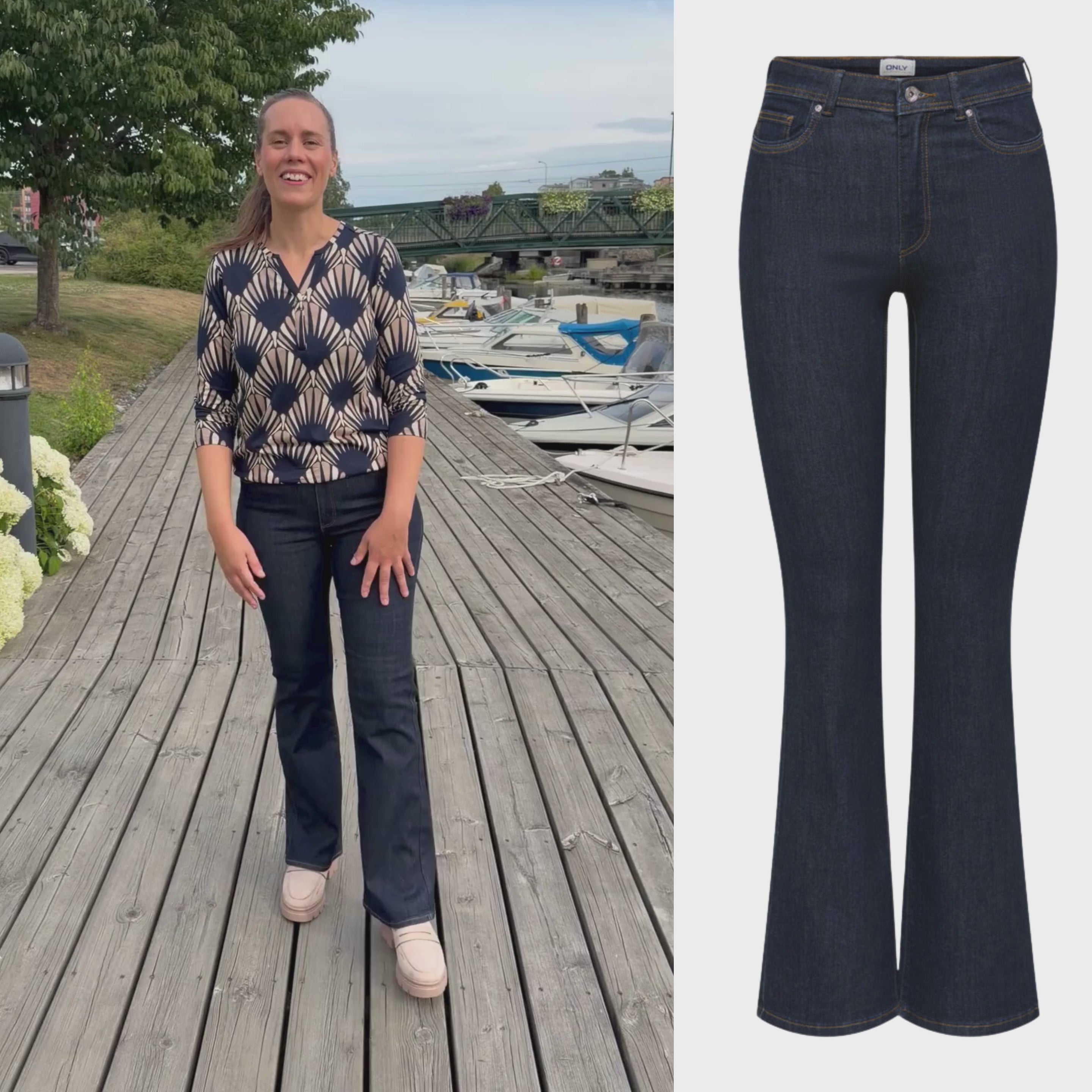 Wauw Bootcut Jeans Dam Dark Blue Denim ONLY
