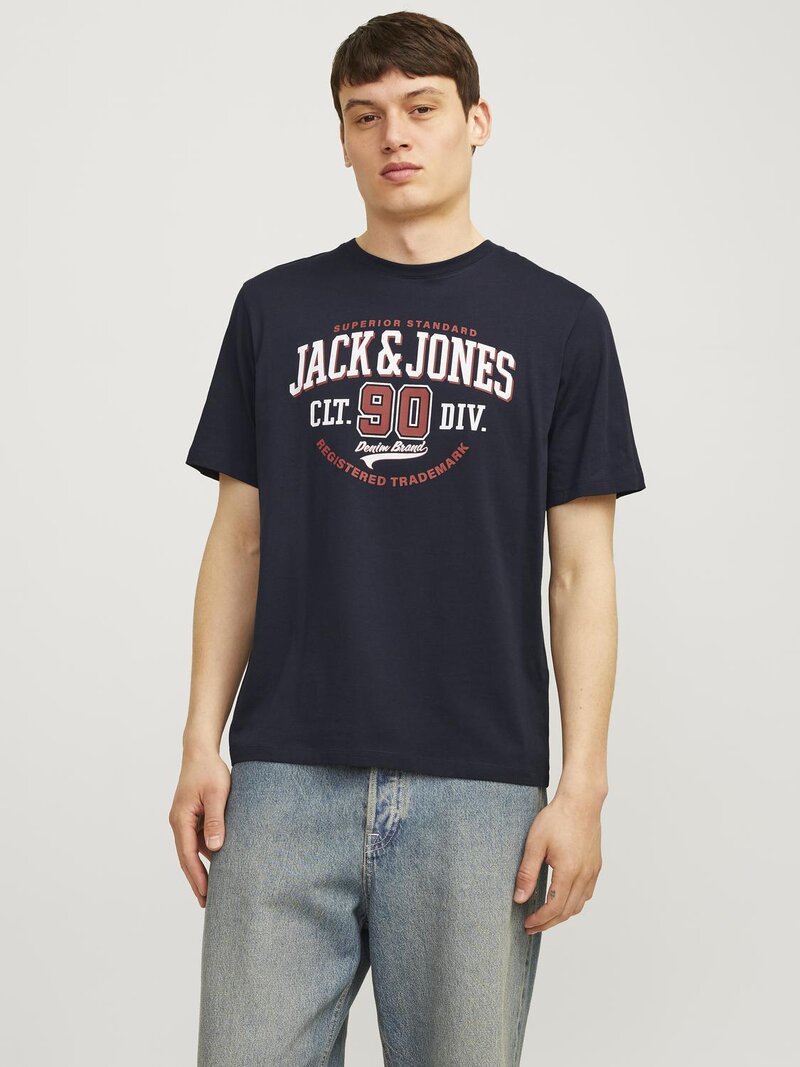 Jack---Jones-Logo-T-shirt-Herr-Dark-Navy-1