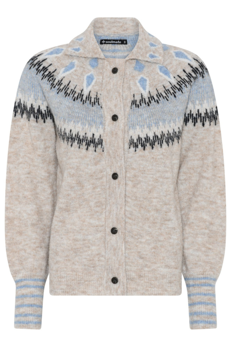 Soulmate Massa Stickad Cardigan Dam Sand