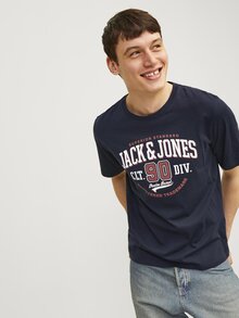 Jack---Jones-Logo-T-shirt-Herr-Dark-Navy-3