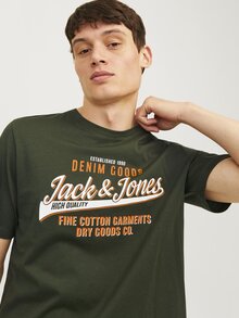 Jack---Jones-Logo-T-shirt-Herr-Kombu-Green-3