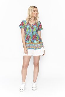 One-Summer-Kayla-Blus-2-Dam-Turkosmonstrad-1